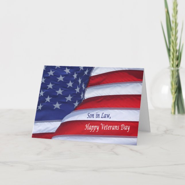 Feliz hijo del Día de los Veteranos en la tarjeta  (Anverso)