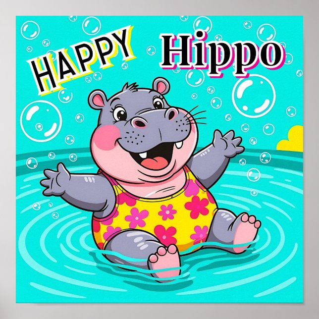 Feliz Hippo | El arte de la guardería de una Perso (Frente)