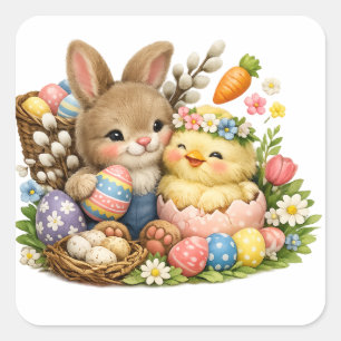 Feliz hoja de pegatinas de Pascua