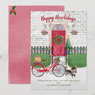 Feliz Holiday Log Haired Chihuahu Bicicleta Puerta