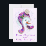 Feliz Hombre De Nieve En Gorra De Invierno De Bean<br><div class="desc">Feliz Snowman In Purple Pink Beanie Winter Gorra Diversión Navidades Pintar Colección - Elegir / Añadir su texto único / nombre / color - Hacer su regalo especial - Redimensionar y mover o eliminar / añadir elementos - imagen / texto con herramienta de personalización. Pintura y diseño de MIGNED. Por...</div>