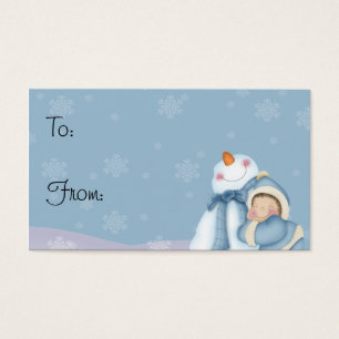 Feliz hombre de nieve - Etiquetas de regalo de vac