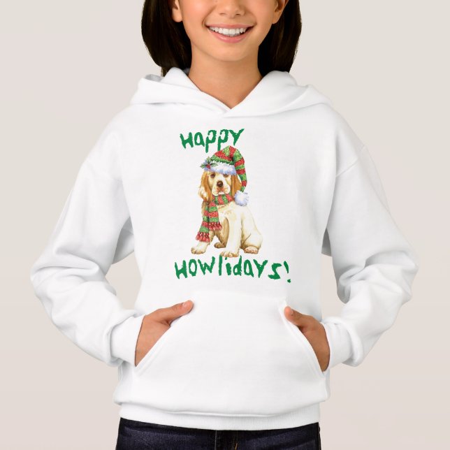 Feliz Howlidays Clumber Spaniel T-Shirt (Anverso)