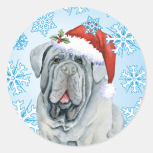 Feliz Howlidays Mastino Classic Round Pegatina