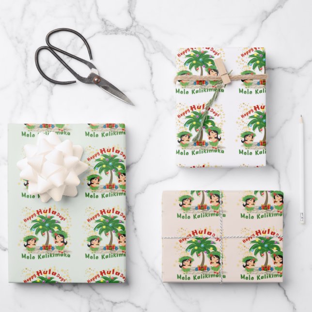 Feliz Hula Days 3 hojas de papel de ajuste (Anverso)