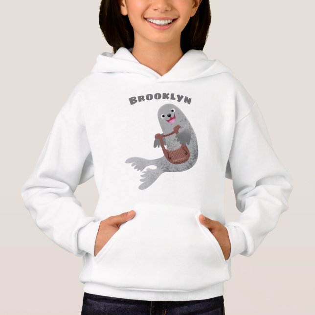 Feliz ilustracion de personalizado de foca de arpa (Anverso)