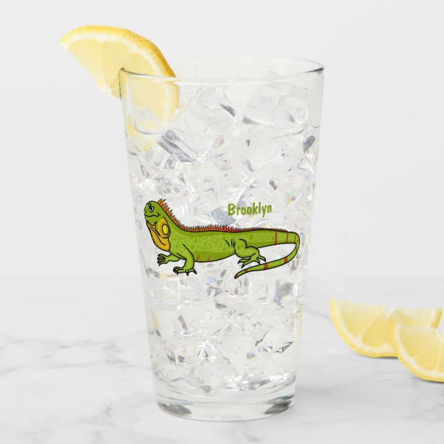 Feliz ilustracion personalizado de iguana verde (Anverso (hielo))