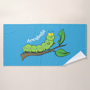 Feliz ilustracion personalizado de oruga verde