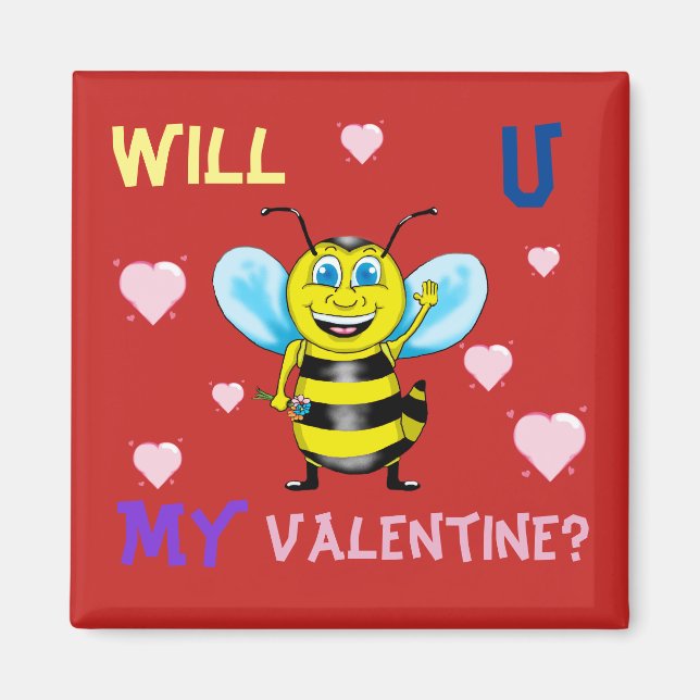 Feliz imán de Bee Valentine (Frente)