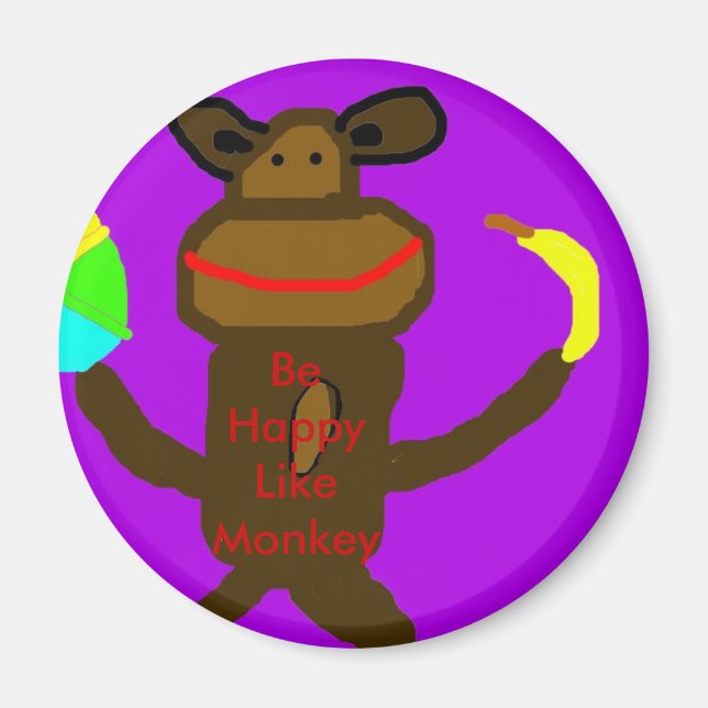feliz imán de mono (Frente)