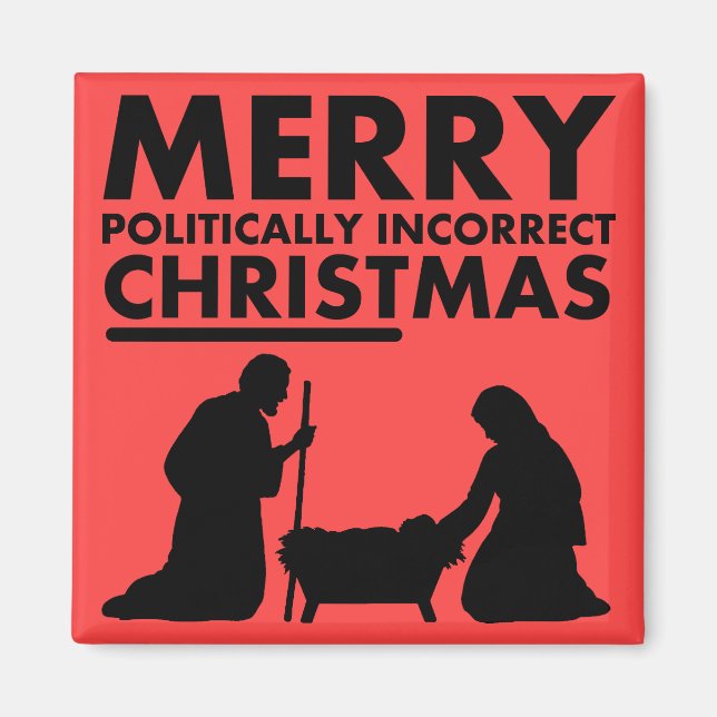 Feliz imán navideño políticamente incorrecto (Frente)