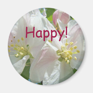 ¡Feliz! imanes Flores Flor de Manzano Primavera
