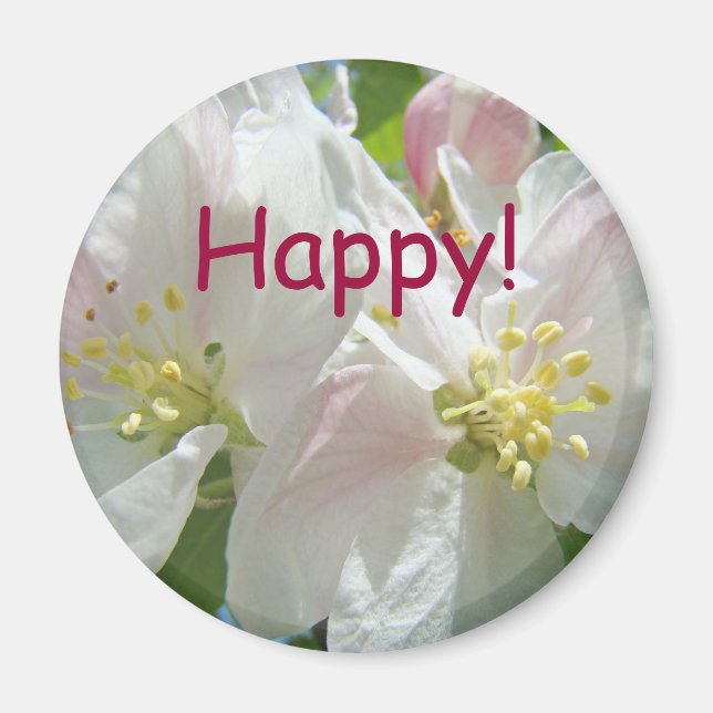 ¡Feliz! imanes Flores Flor de Manzano Primavera (Frente)