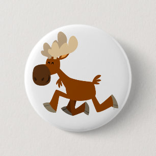 Feliz insignia del botón de los alces del dibujo