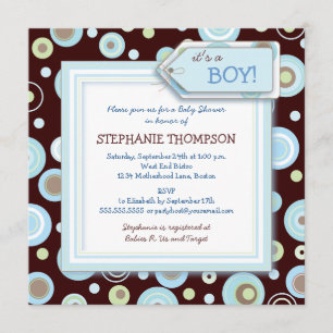 Feliz invitación a Baby Shower de Blue Dots Boy