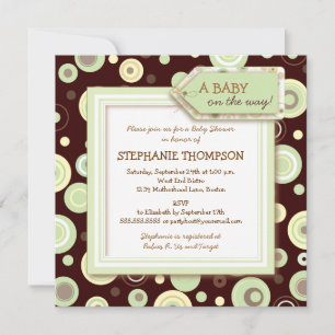 Feliz invitación a Baby Shower neutral de puntos v