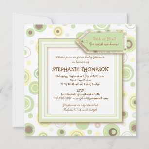 Feliz invitación a Baby Shower neutral de puntos v