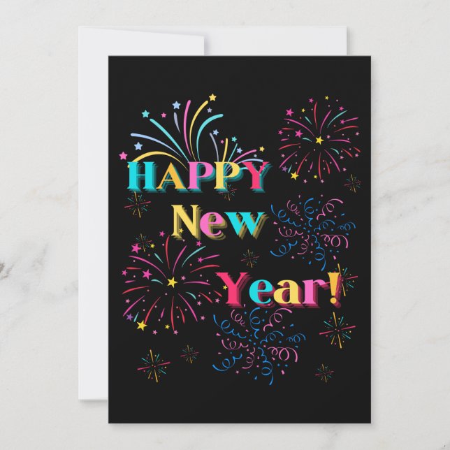 Feliz invitación a la celebración de Año Nuevo (Anverso)