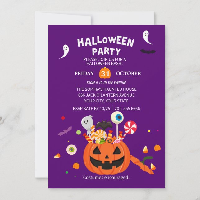 Feliz invitación a la fiesta de Halloween (Anverso)