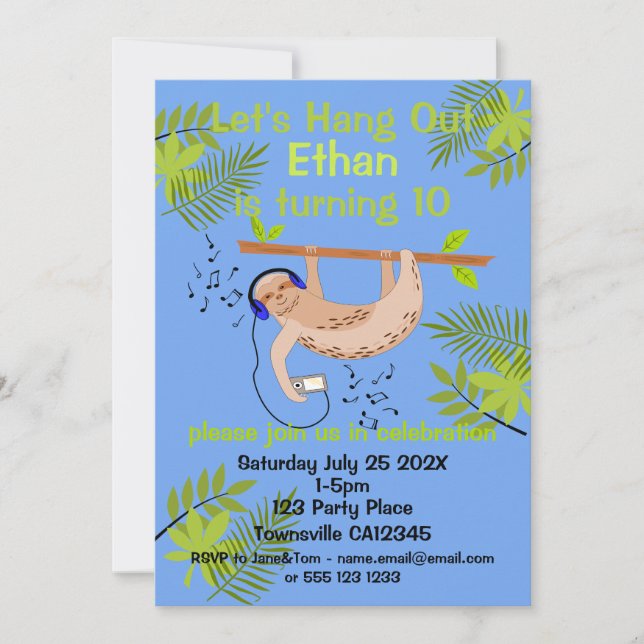 Feliz invitación a Sloth (Anverso)