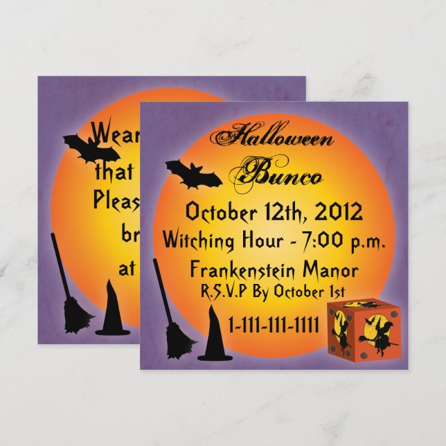 Feliz invitación al Bunco de Halloween (Anverso / Reverso)