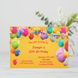 FELIZ INVITACIÓN DE BALONES DE CUMPLEAÑOS