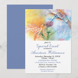 FELIZ INVITACIÓN DE FIESTA DE AVES HUMMING