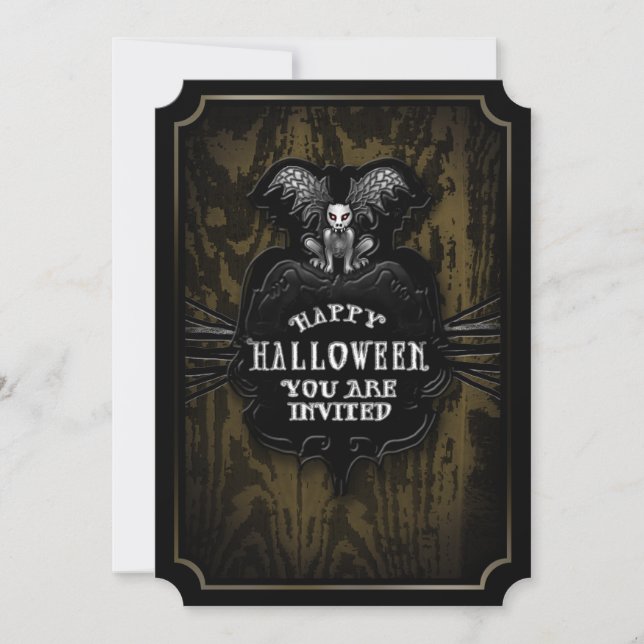 Feliz invitación de Halloween Spooky Gargoyle (Anverso)