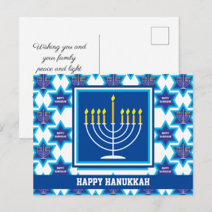 🕎 Feliz Janucá, Menorá, Tarjeta Postal personaliz