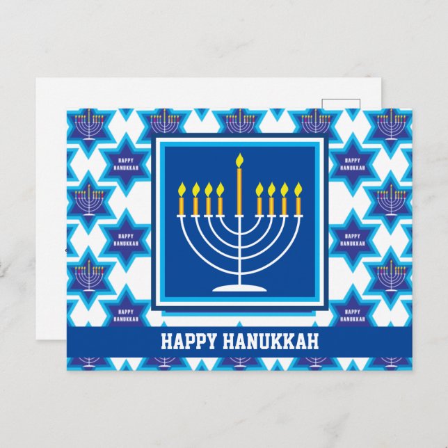 🕎 Feliz Janucá, Menorá, Tarjeta Postal personaliz (Anverso / Reverso)