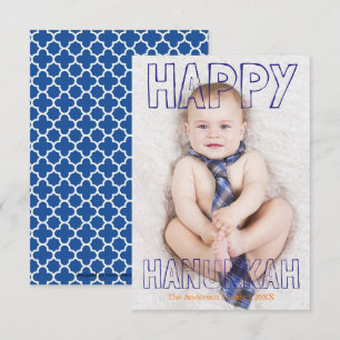 Feliz Janucá Tarjeta de Hanukkah Azul de 3x5 - Blo