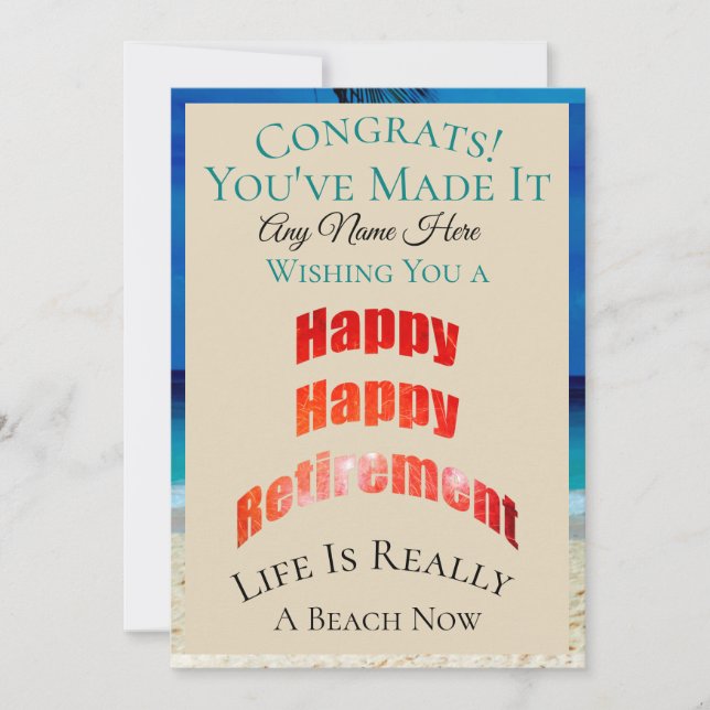 Feliz Jubilación Cualquier Nombre Felicitaciones - (Anverso)