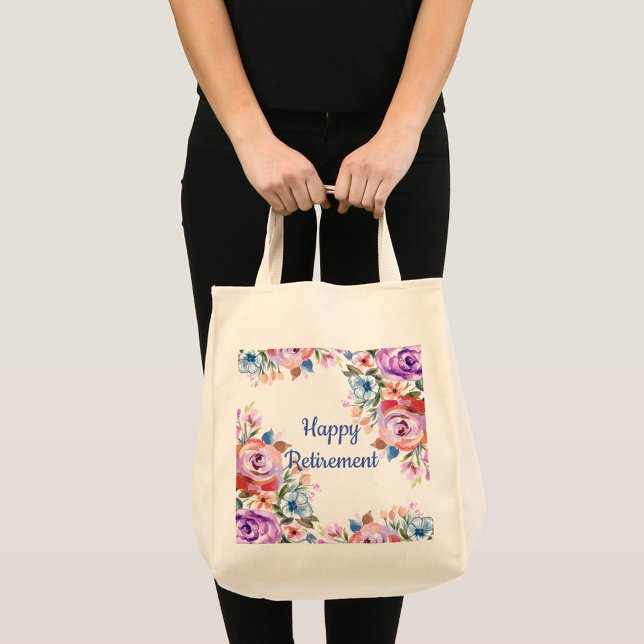 Feliz Jubilación Gran Bolsa de Tote (Happy Retirement Floral Tote Bag, Machine washable!)