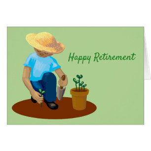 Feliz Jubilación hombre jardinería cultivando flor