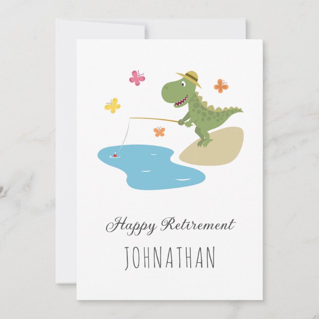 Feliz Jubilación Personalizado Dinosaurio Pescador (Anverso)