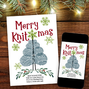 Feliz Knitmas Yarn Árbol de Navidad y copos de nie
