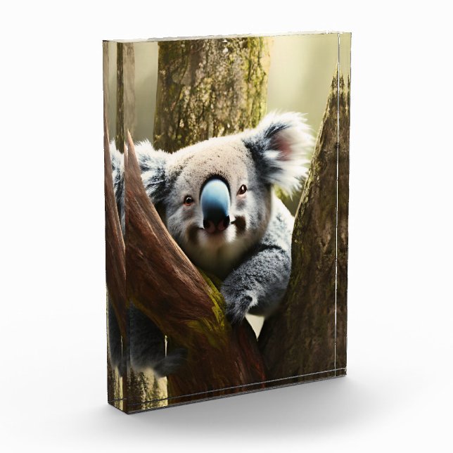 Feliz Koala Australiano En Árbol, Bloqueo De Fotos (Izquierda)