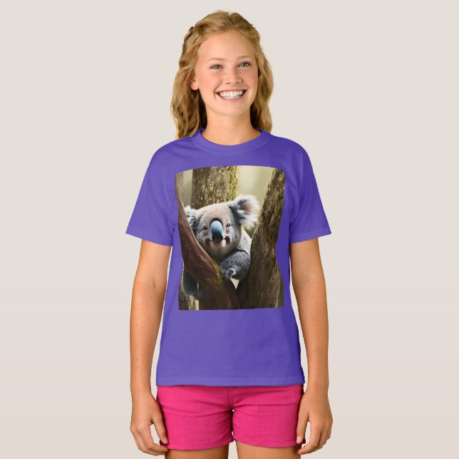 Feliz Koala Australiano En Árbol, camiseta Chica (Anverso completo)