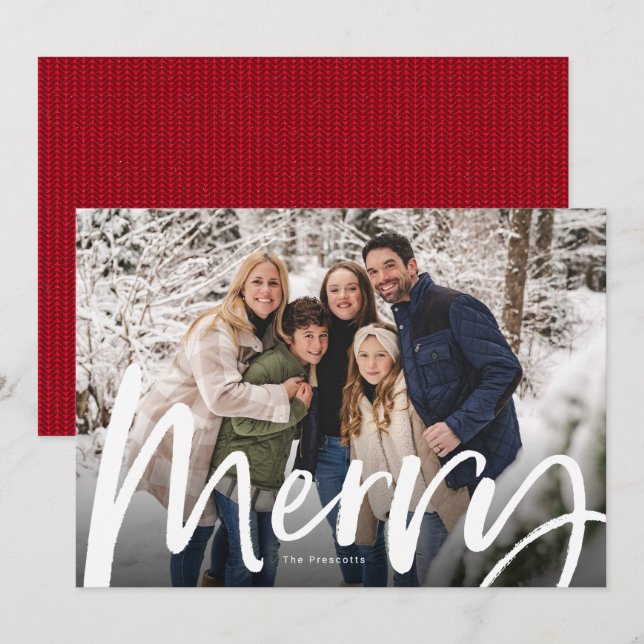 Feliz letra de pincel negrita foto Navidad (Anverso / Reverso)