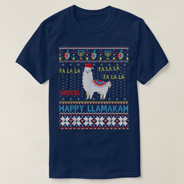 Feliz Llamakah Gracioso Hanukkah Llama Sweater (Diseño del anverso)