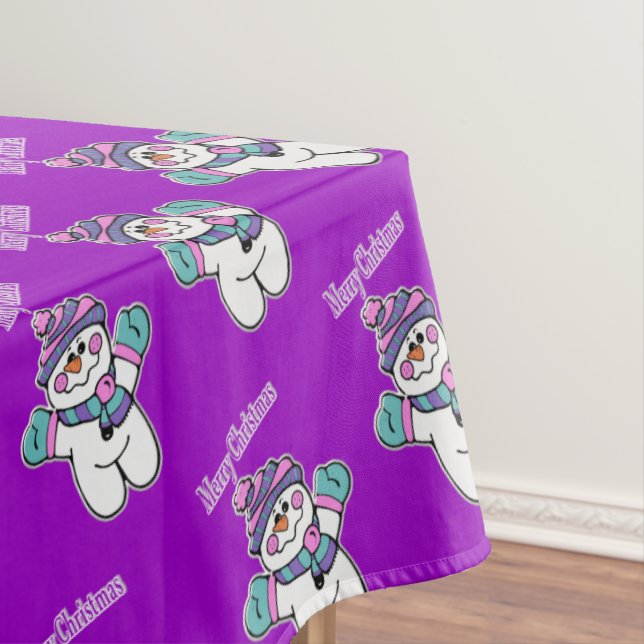 Feliz mantel de Navidad, hombre de nieve morado (In Situ)