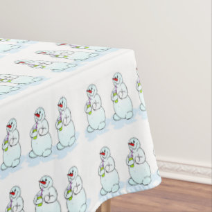 Feliz mantel de Navidad, hombre de nieve sediento