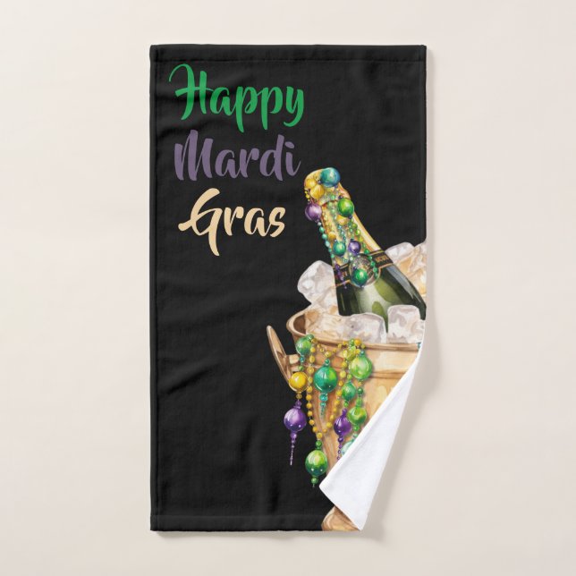 Feliz Mardi Gras Burbujas y cuentas (Toalla de mano)
