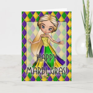 Feliz Mardi Gras Fiesta Chica tarjeta de felicitac