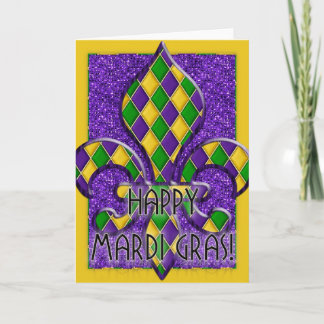 Feliz Mardi Gras Fleur Design Tarjeta de felicitac