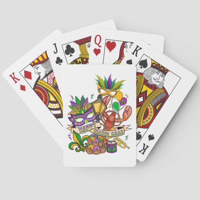 Feliz Mardi Gras jugando cartas (Reverso)