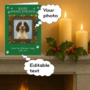 Feliz mascota de Navidad foto tarjeta de vacacione