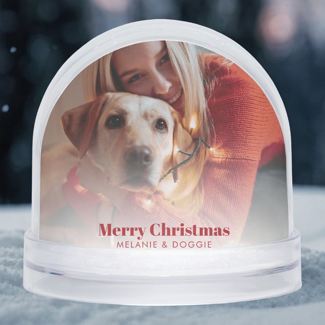 Feliz Mascota navideño y Personalizado fotográfico (Merry Christmas Pet and Family Photo Custom Snow Globe)