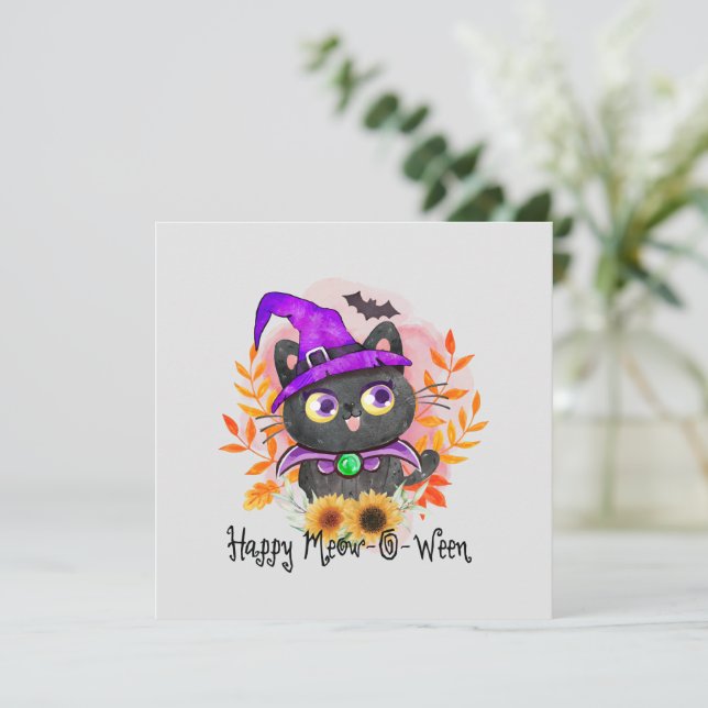 Feliz Meow-o-ween-Black Witch Cat (Anverso de pie)