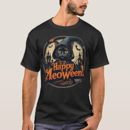 Feliz Meoween Spooky Kitty Cat Halloween Camiseta